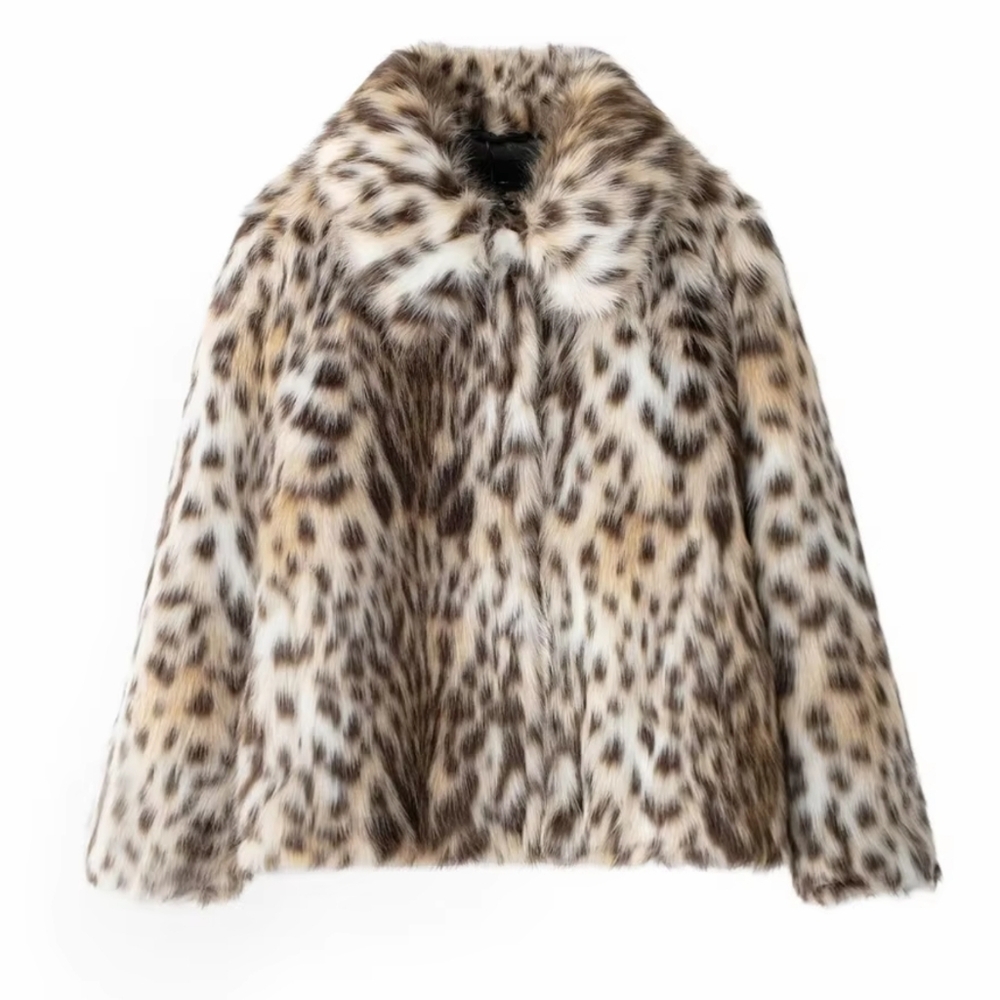 Style slim fit fashion simple single breasted faux fur effect lapel coat jacket - Picture 4 of 8